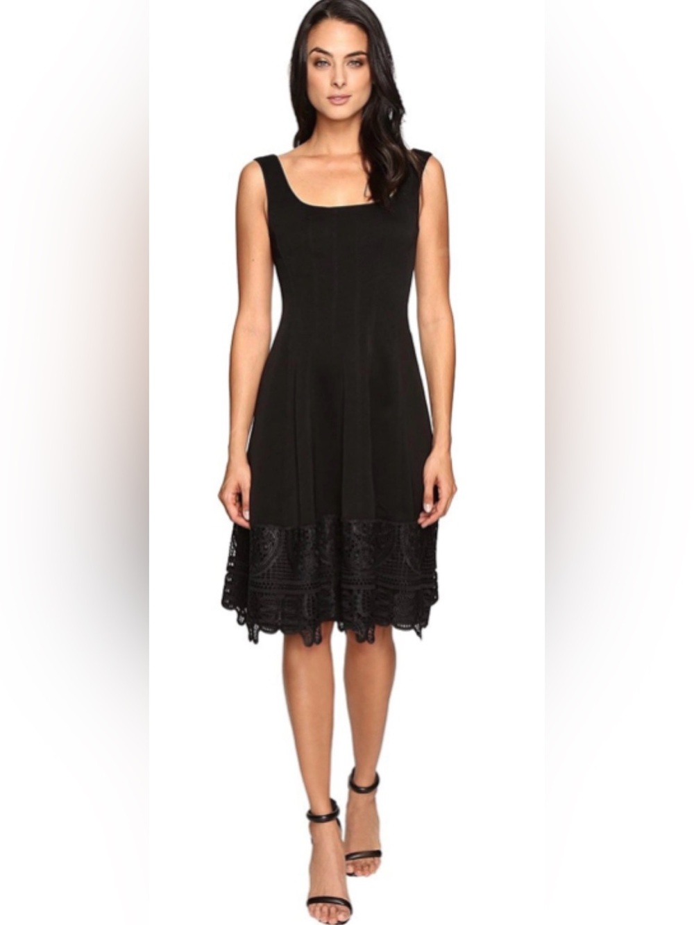 Nanette Lepore NYC Black Let's Elope Cover Up Mini Dress with Lace Hem.  Sz 12
